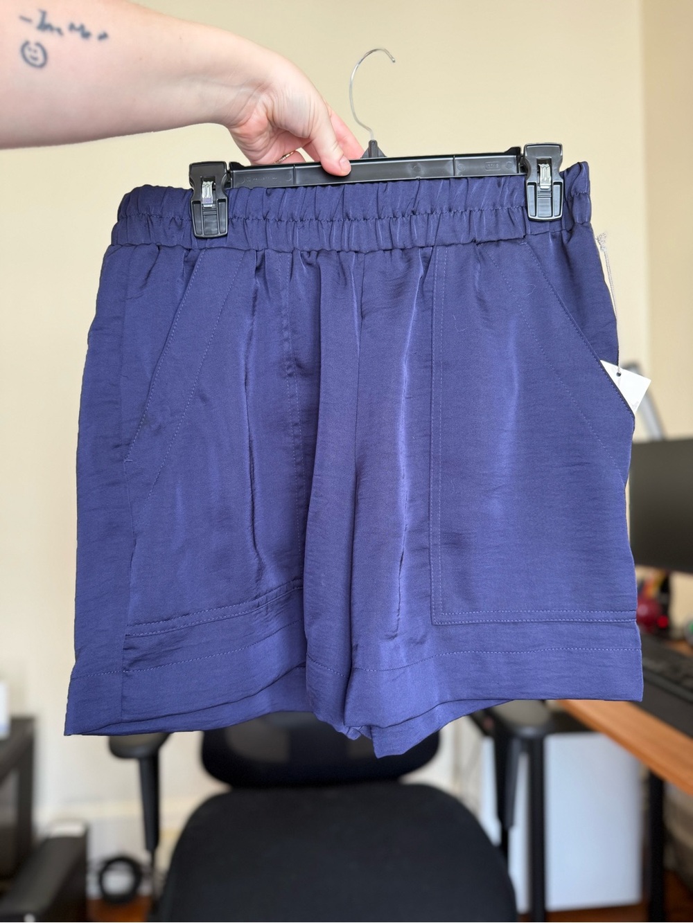 NWT A New Day navy satin shorts / elastic waist / medium